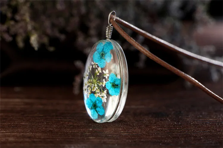 Dried Flower Pendant Necklaces