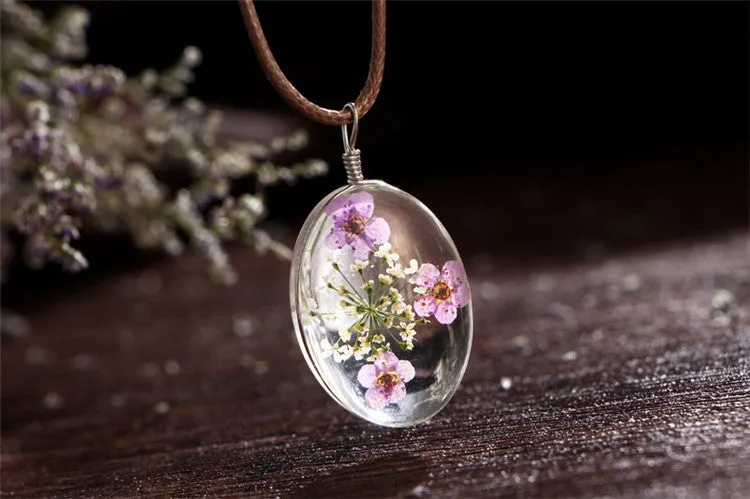 Dried Flower Pendant Necklaces