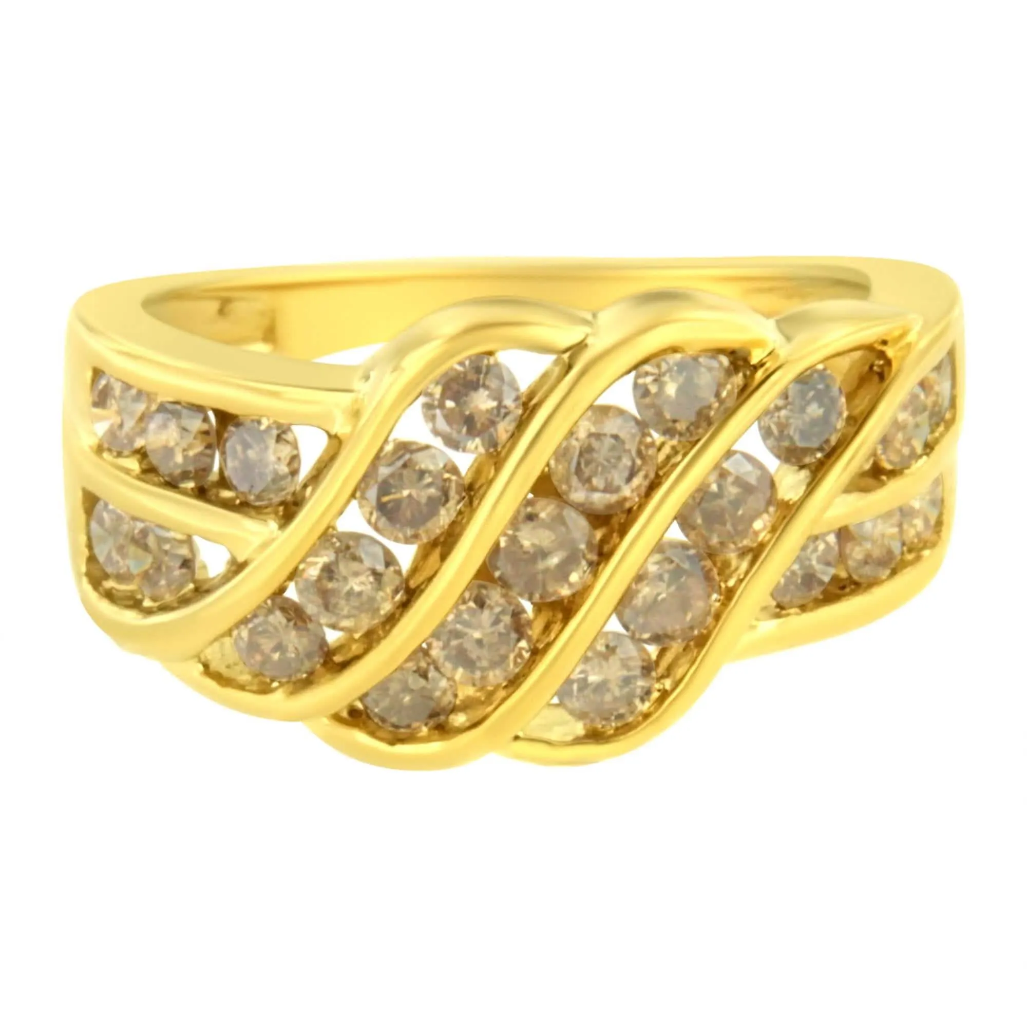 Elegant 10K Gold Plated Sterling Silver Diamond Wave Ring