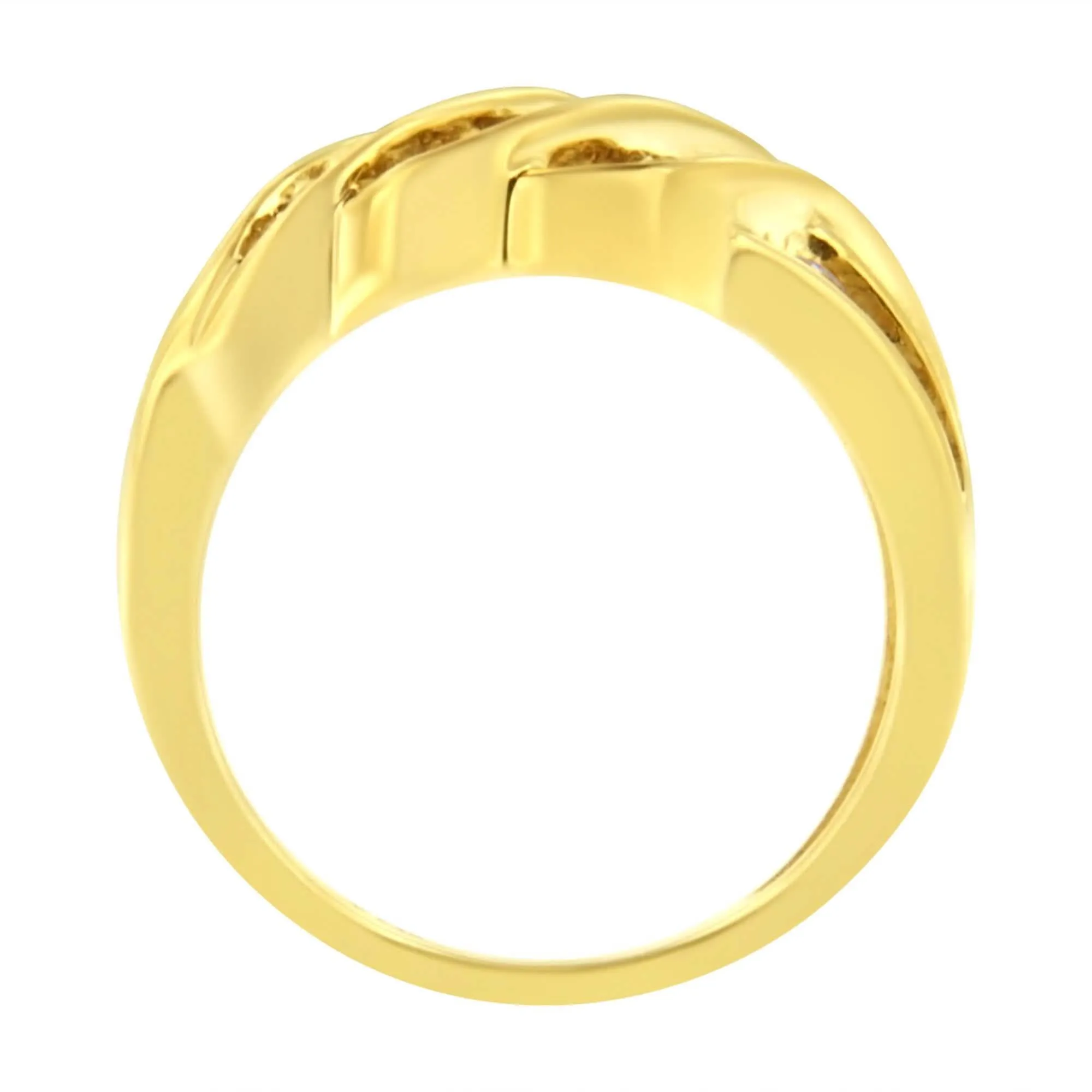 Elegant 10K Gold Plated Sterling Silver Diamond Wave Ring