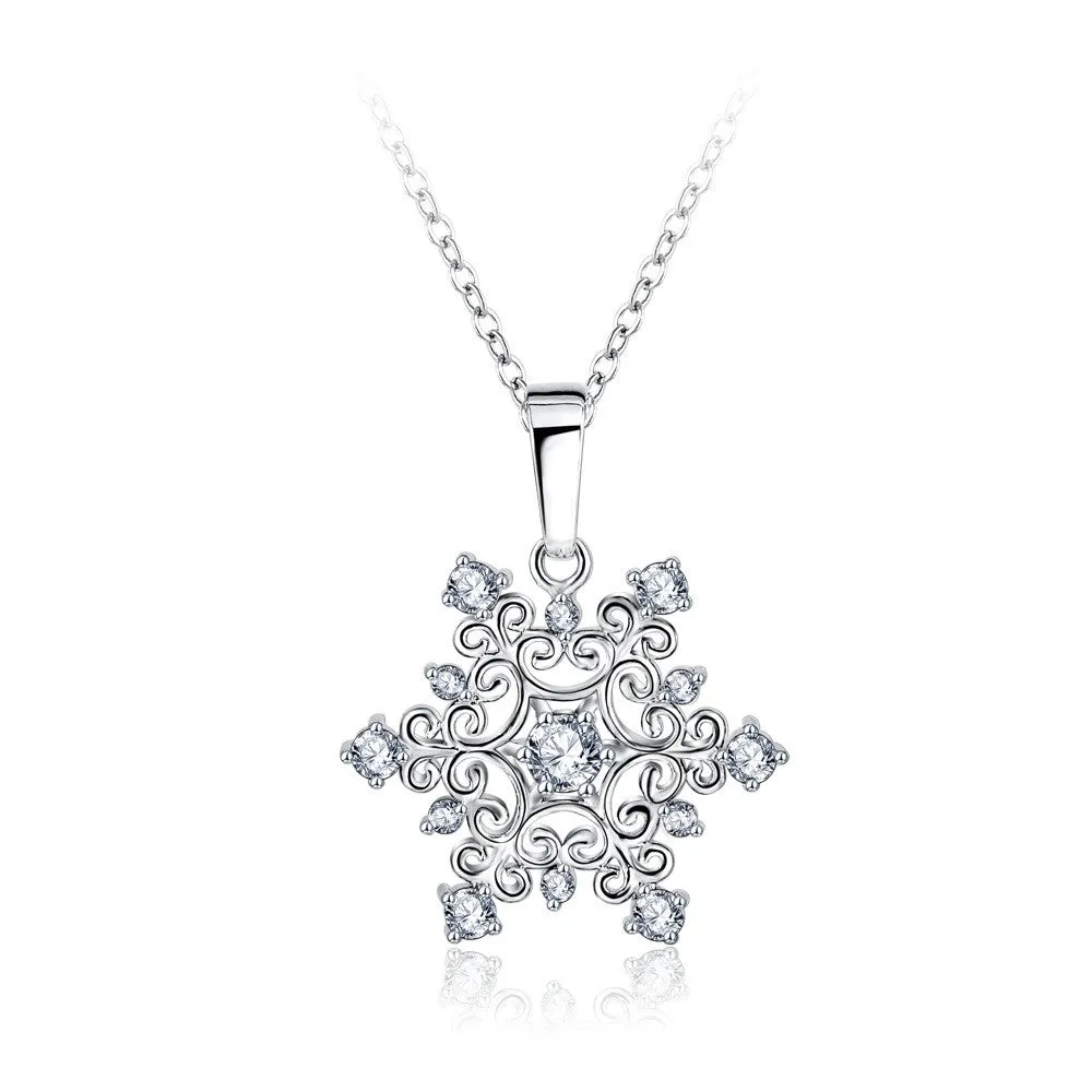 Exquisite Snowflake Pendant Platinum Plated with Zirconia Jewellery Valentine's Day Gift