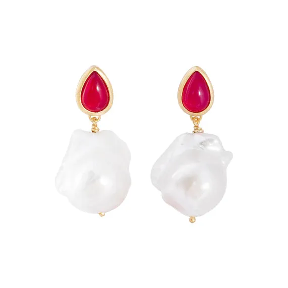 Fairley Pink Agate Baroque Drops