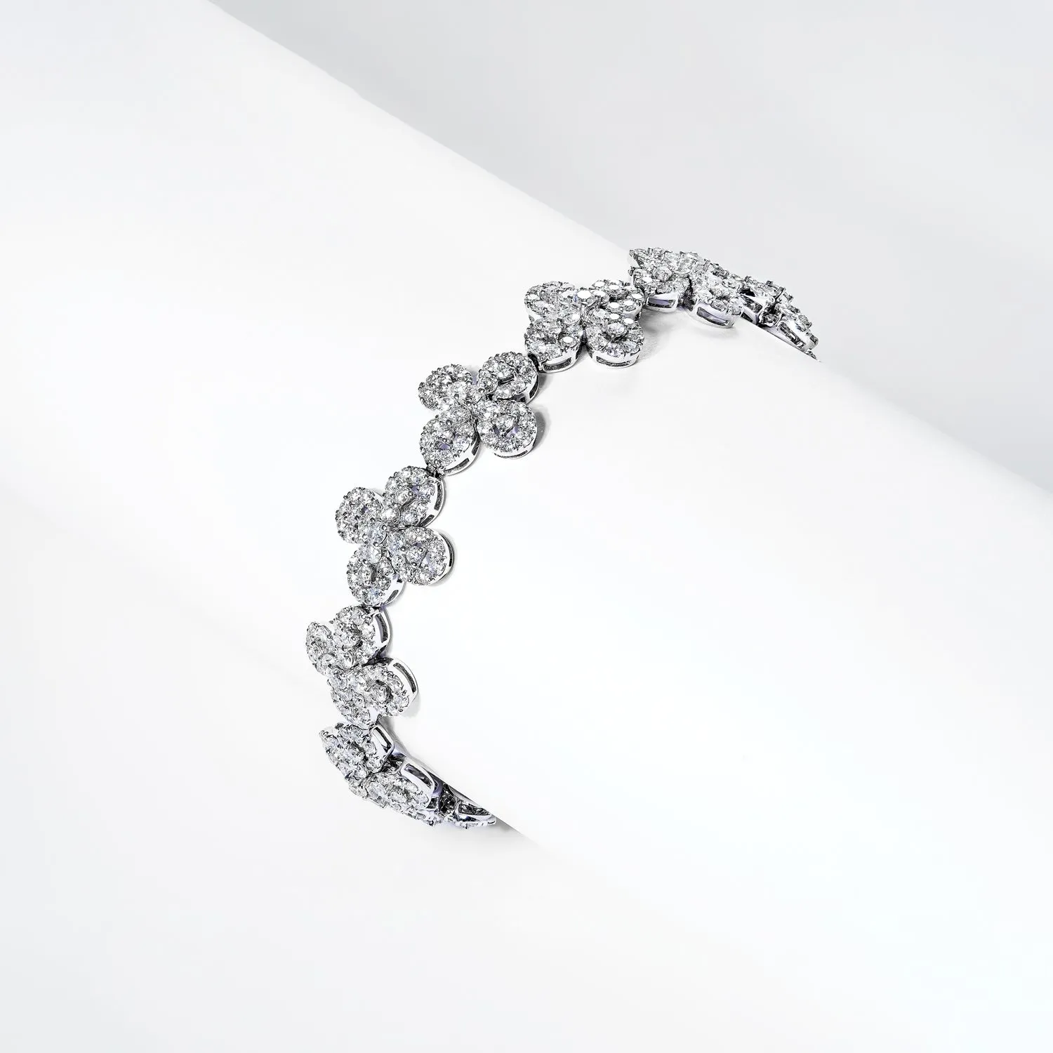 Florence 9 Carat Floral Design Diamond Bracelet in 18k White Gold