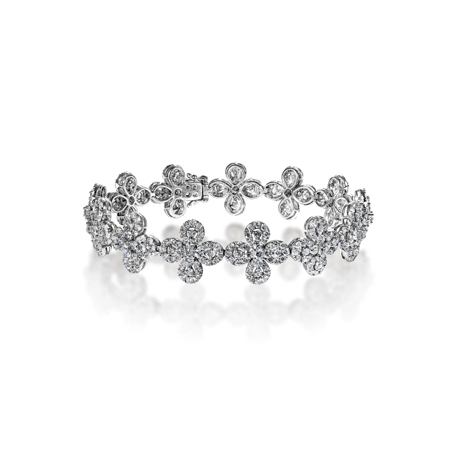 Florence 9 Carat Floral Design Diamond Bracelet in 18k White Gold