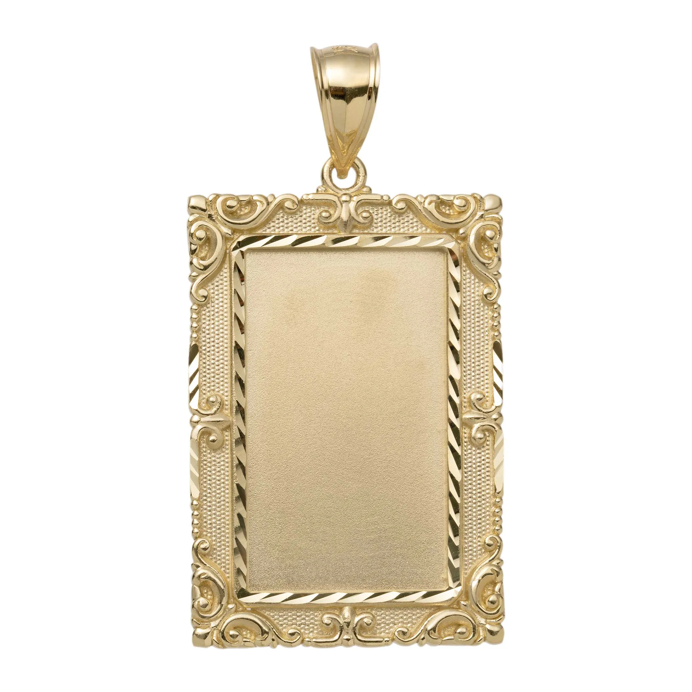 Framed Picture Memory Pendant Medallion 10K Yellow Gold