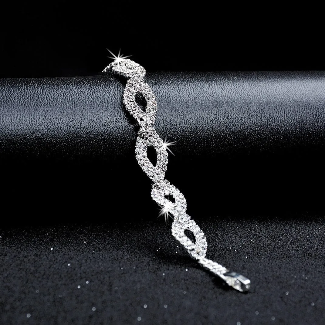 Geometric Diamond Charm Bracelet  - 925 Sterling Silver