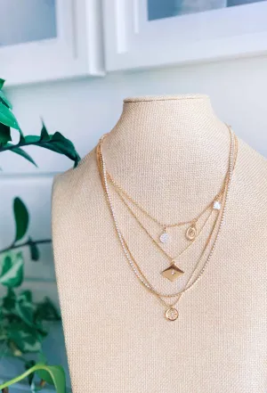 Gold Layered Crystal Pendant Necklace