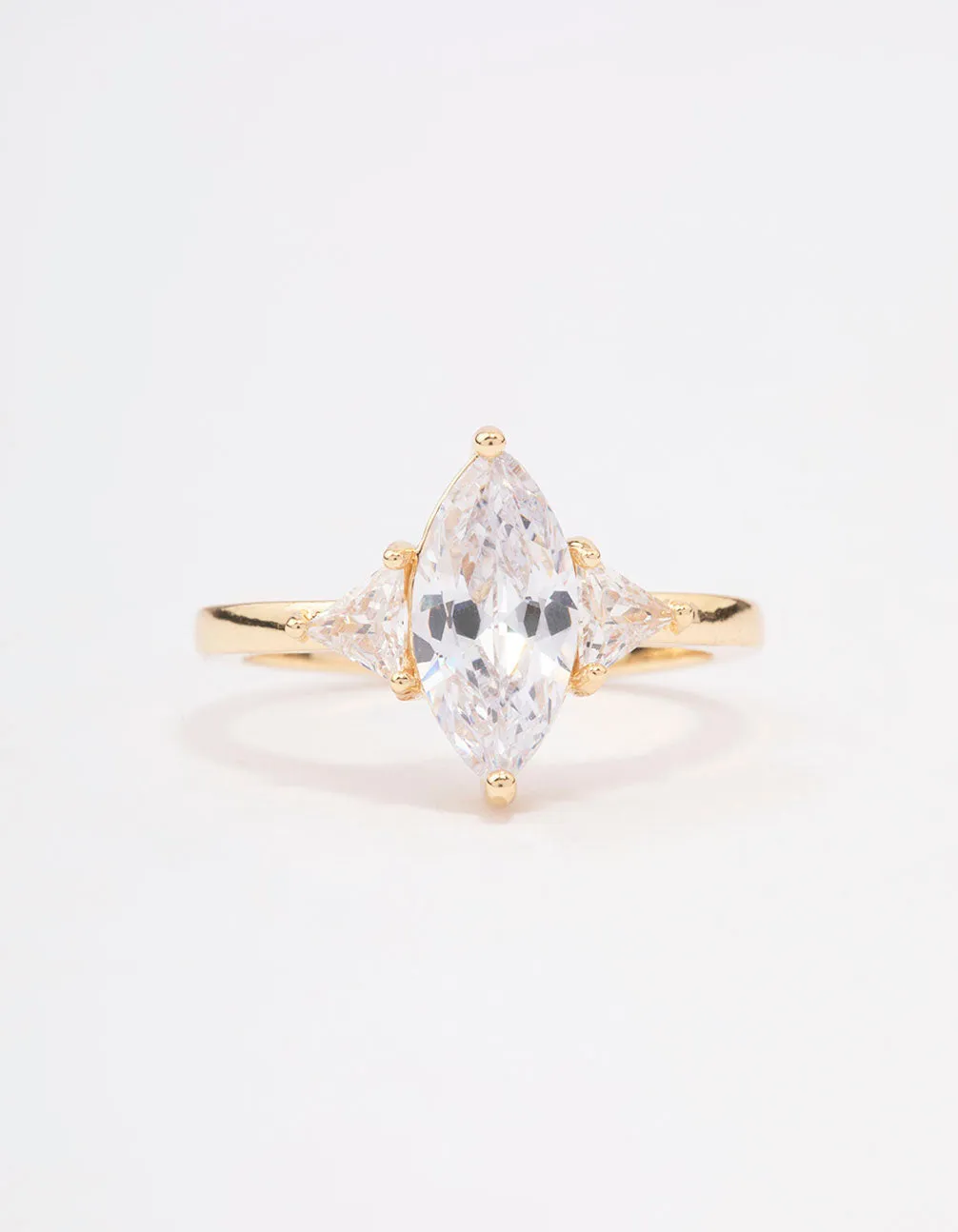 Gold Plated Precious Marquise Engagement Ring