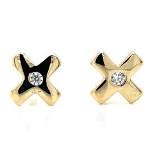 Golden CZ Set X Stud Earrings