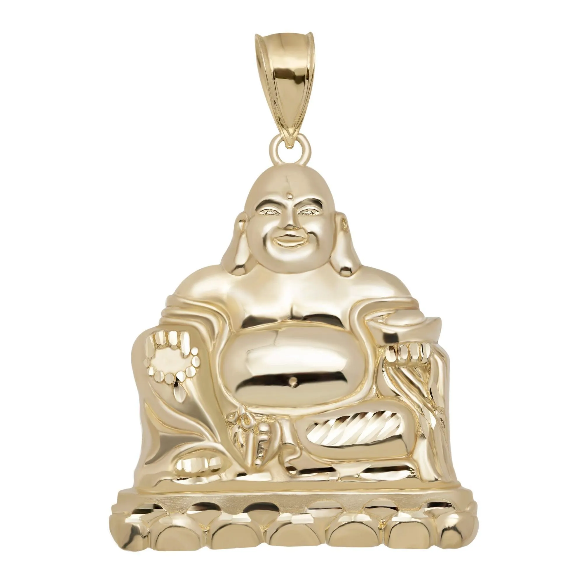 Happy Buddha Pendant Charm 10K Yellow Gold