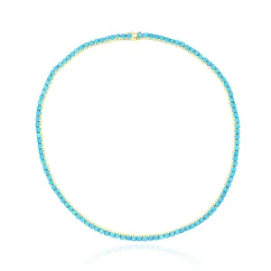 Ibiza Turquoise CZ’s 4 Prong Tennis Necklace