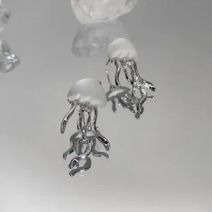 Jellyfish Earrings - Silver Plated Ear Jewelry