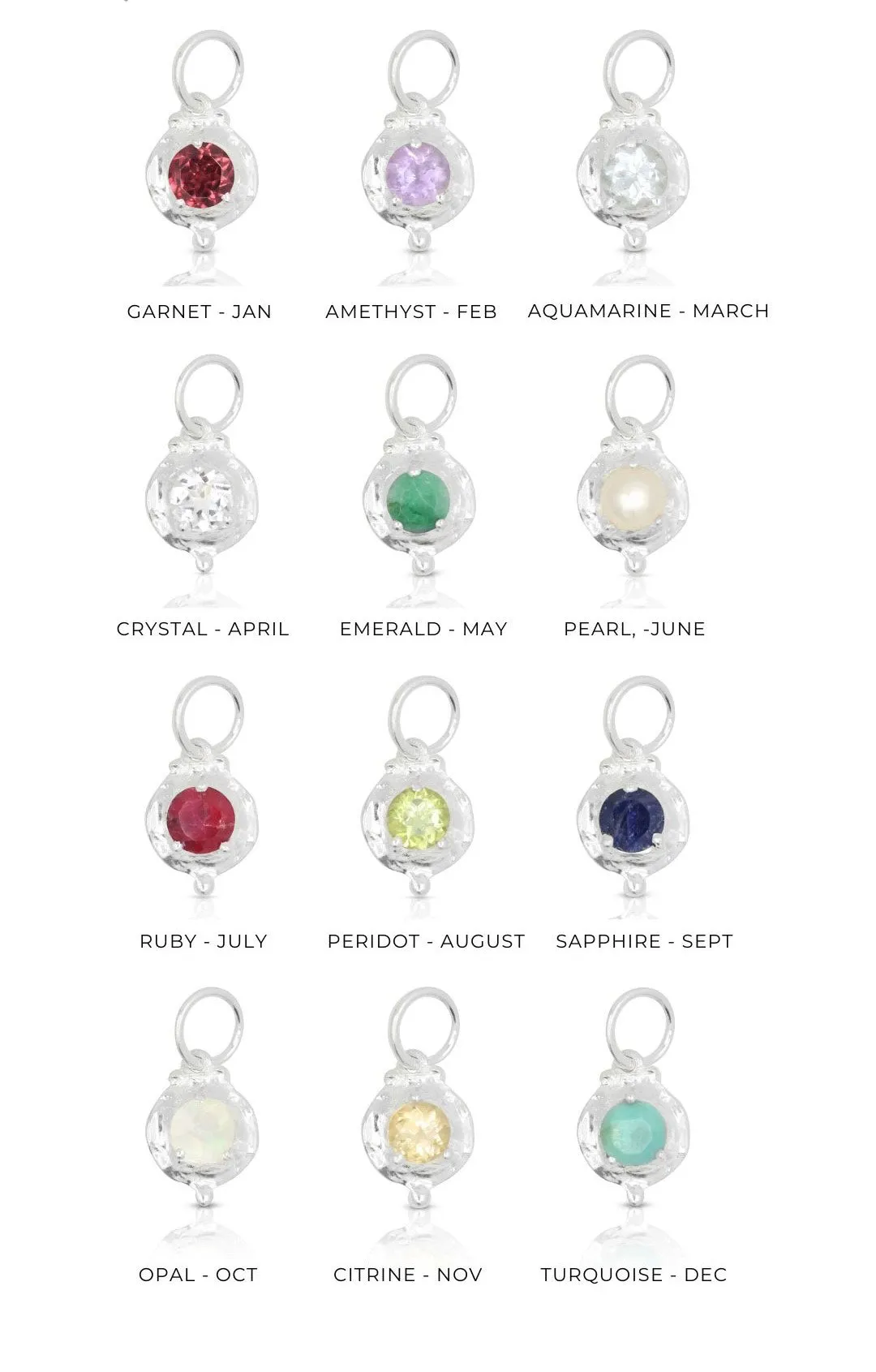 July Ruby Silver Birthstone Necklace Charm