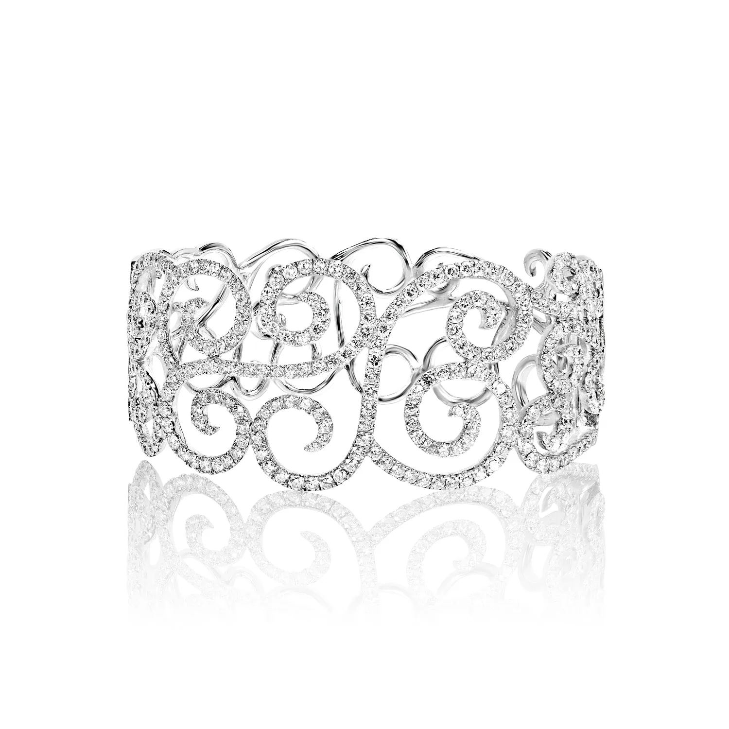 Kiara 7 Carat Round  Brilliant Diamond Bangle Bracelet in 14k White Gold