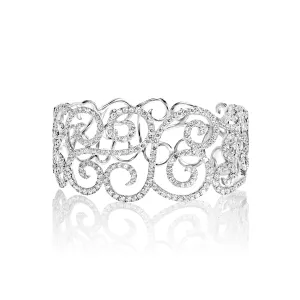 Kiara 7 Carat Round  Brilliant Diamond Bangle Bracelet in 14k White Gold