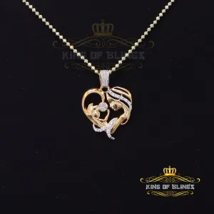 King Of Bling's MOM'S Embrace Lovely Pendant @ Mother's Day Yellow Silver 0.85ct Cubic Zirconia