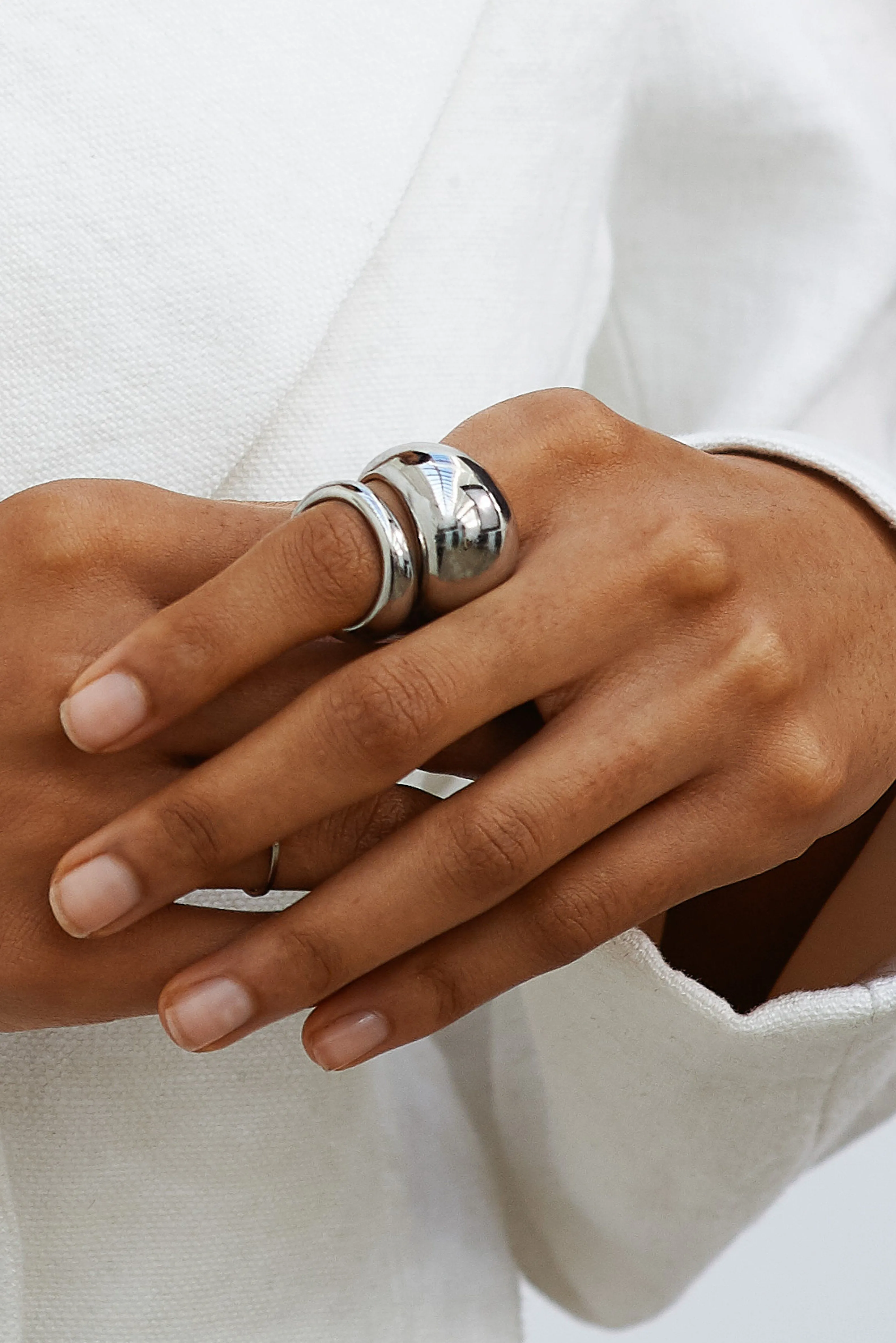 Large Silver Orb Ring