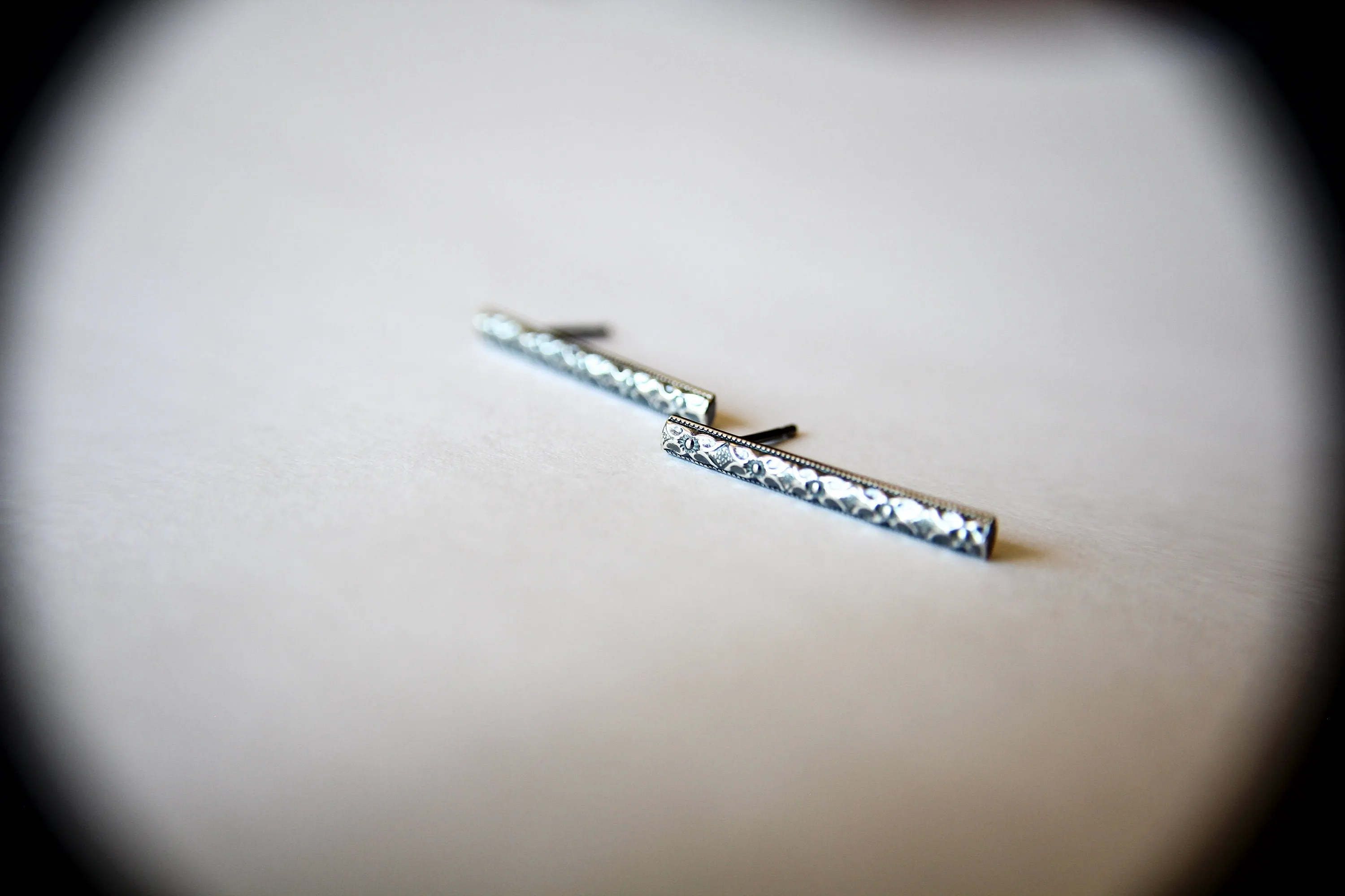 Long Silver Bar Earrings,Floral Bar Earring,Modern,Sterling Earrings,Bar Earrings,Silver Stick Earrings,Silver Bar Earrings,Boho Earrings