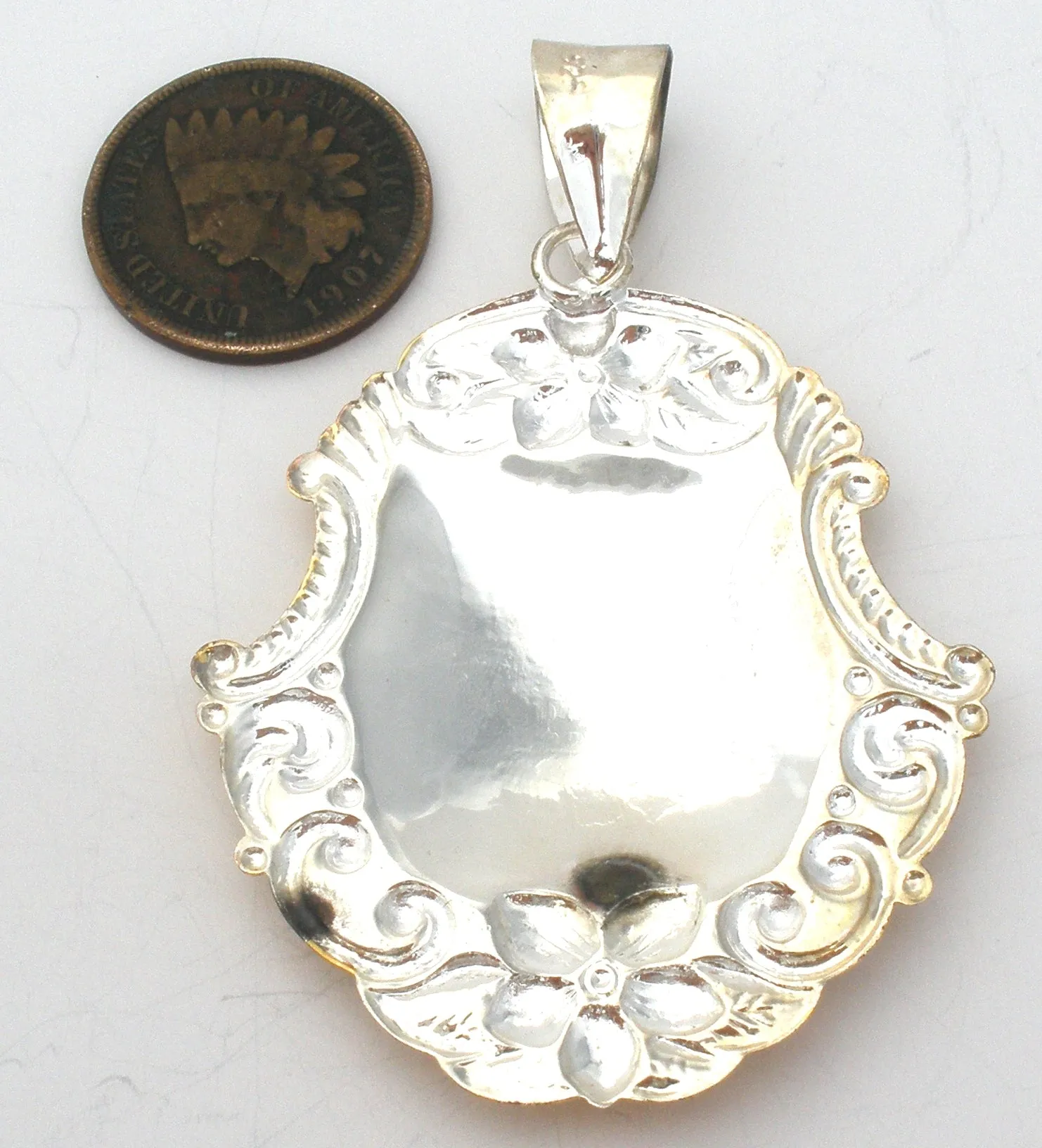 Luggage Tag Pendant Sterling Silver & Gold