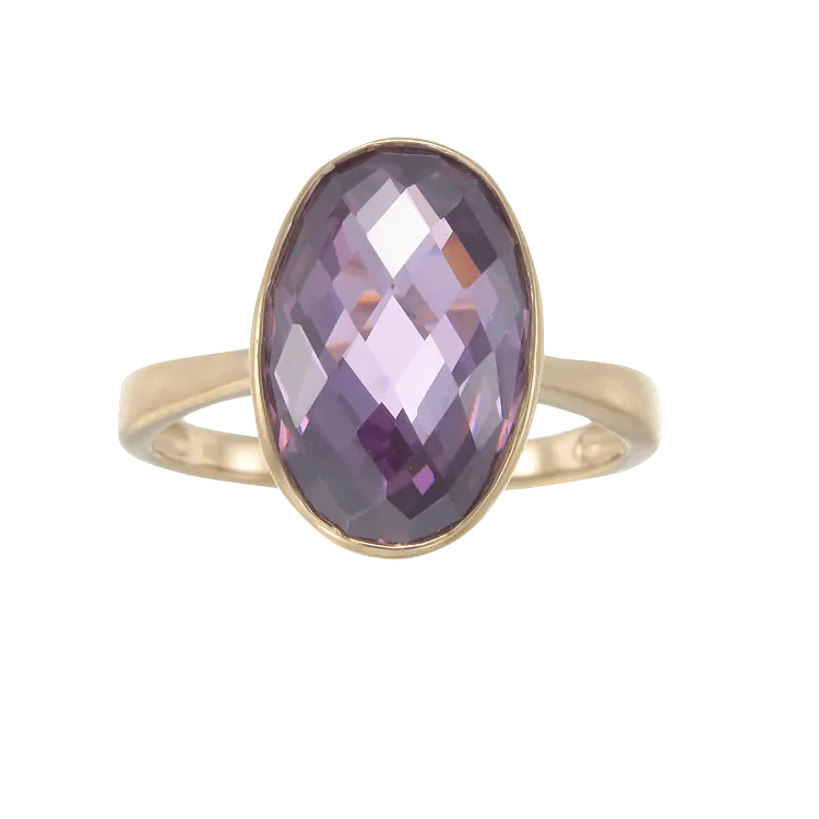 Lustrous Sparkling Amethyst 18K Gold Vermeil Ring