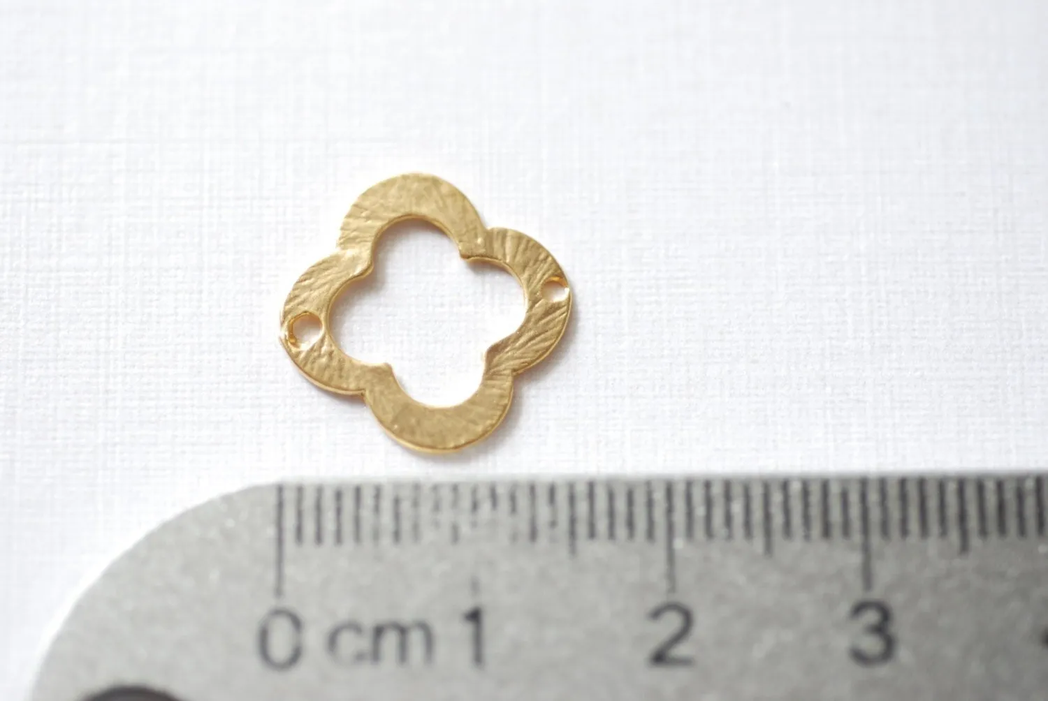 Matte Vermeil Gold Quatrefoil Charms Connector, Gold Clover Connector, gold four leaf clover, Gold Quatrefoil Clover Links Connectors, 76