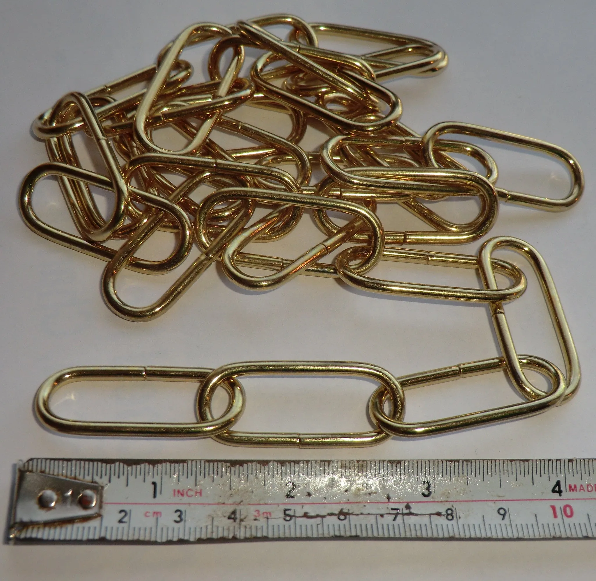 Metal Chandelier or Pendant Light Chain 0.97m 4cm Links Shiny Brass