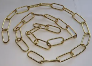 Metal Chandelier or Pendant Light Chain 0.97m 4cm Links Shiny Brass