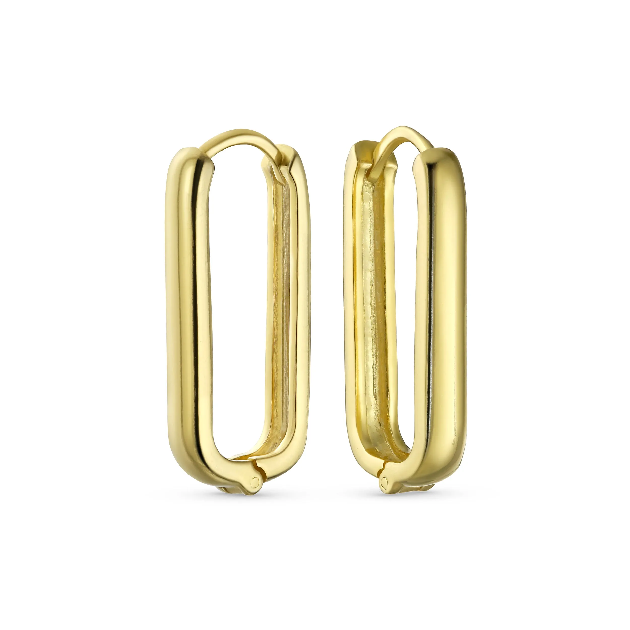 Minimalist Geometric CZ Hoop Earrings in Gold-Plated Sterling Silver