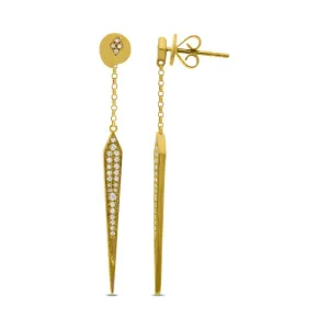 Modern Gold & Diamond Drop Earrings