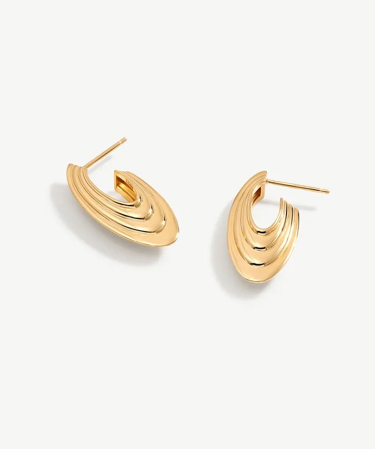 Modern Ridge Hoop Earrings