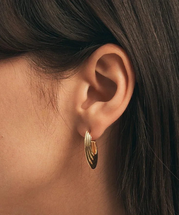 Modern Ridge Hoop Earrings