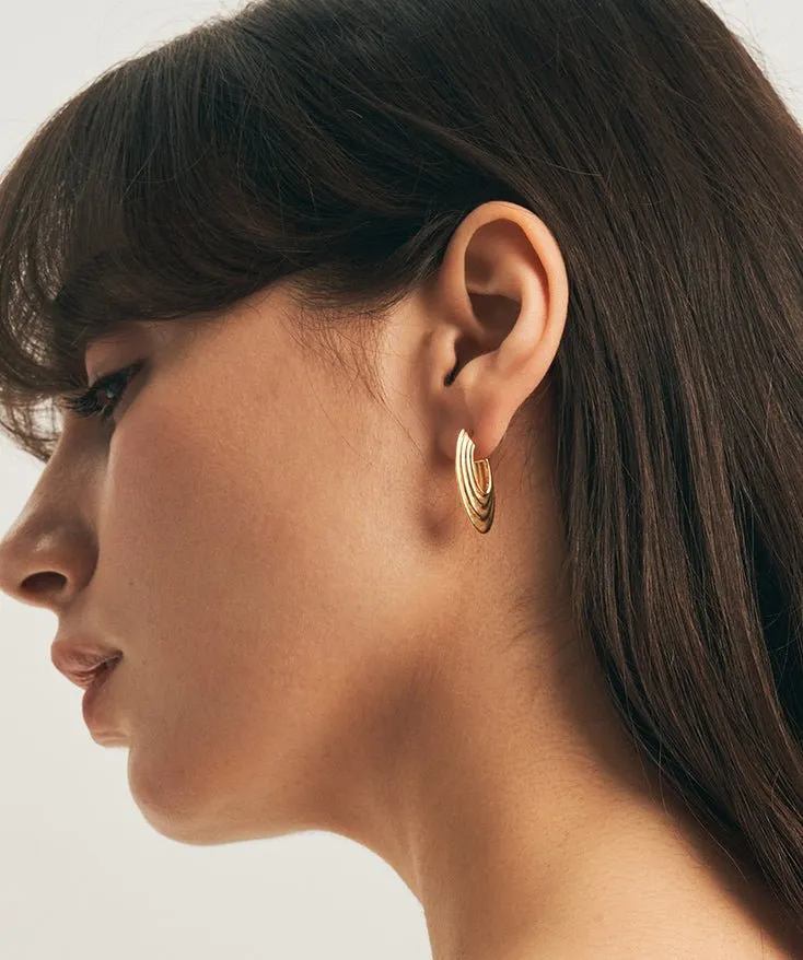 Modern Ridge Hoop Earrings