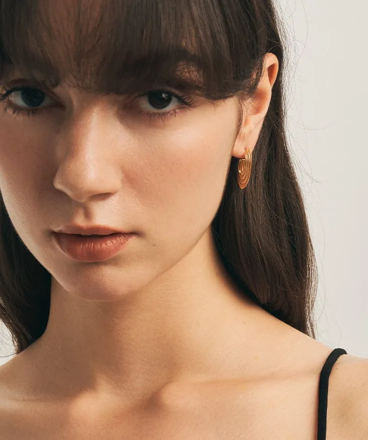 Modern Ridge Hoop Earrings