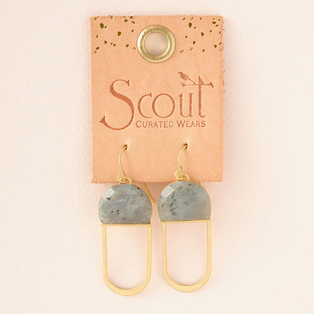 Modern Stone Earring Labradorite Gold