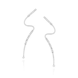 MODERN STYLE WHITE GOLD EARRINGS WITH 34 DIAMONDS, 1/7 CT TW