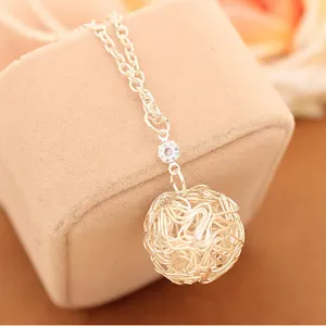 N148 Hot New Fashion Silver Plated Hollow Ball Pendants Necklaces Chain For Women Jewelry Accessories Wholesale colar bijoux