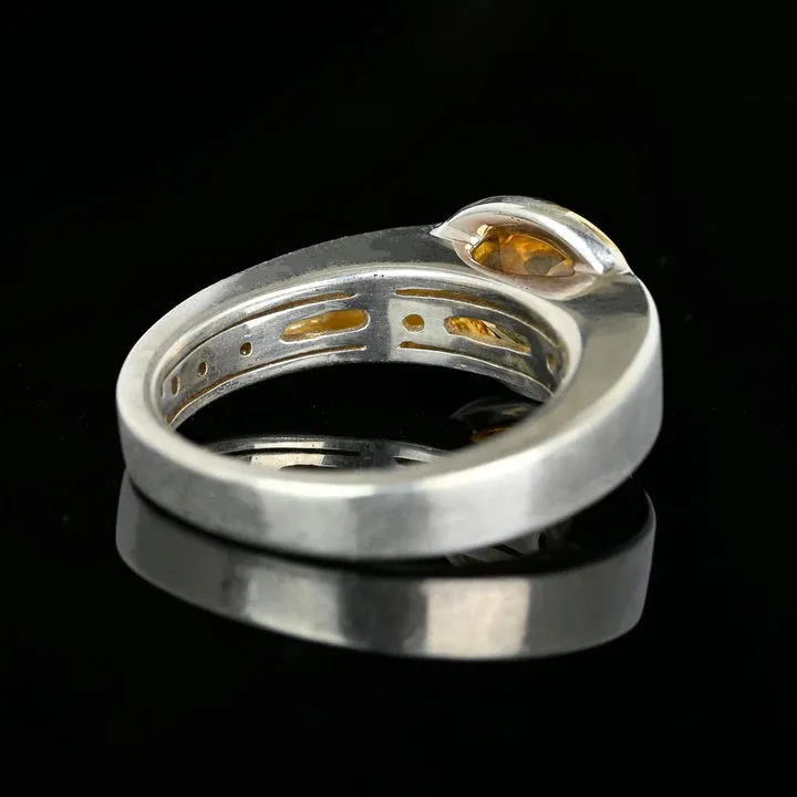 Natural Oval Cut East West Set Citrine Ring - 925 Sterling Silver Ring