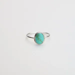 Oval Compressed Turquoise Silver Ring