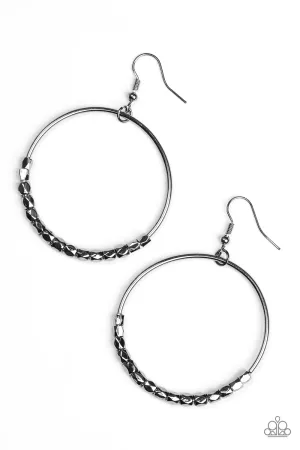 Paparazzi Earring ~ Double Edge - Black