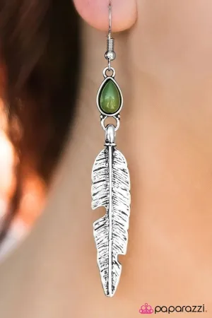 Paparazzi Earring ~ FLIGHT Night - Green