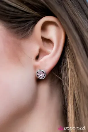 Paparazzi Earring ~ Go With The FLORAL - Pink