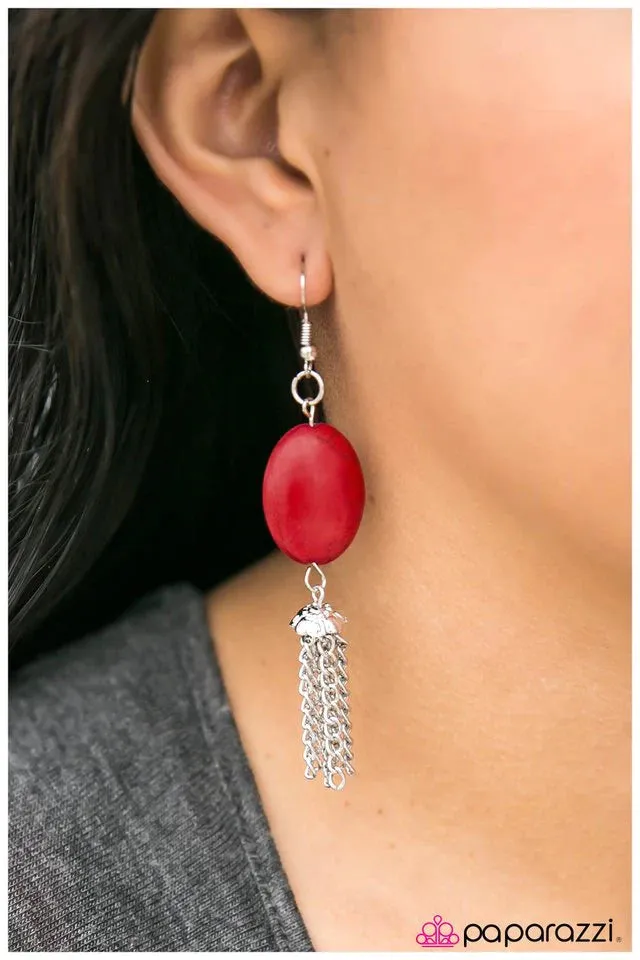 Paparazzi Earring ~ Natural Living - Red