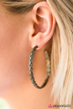 Paparazzi Earring ~ Thrown For A HOOP - Brass