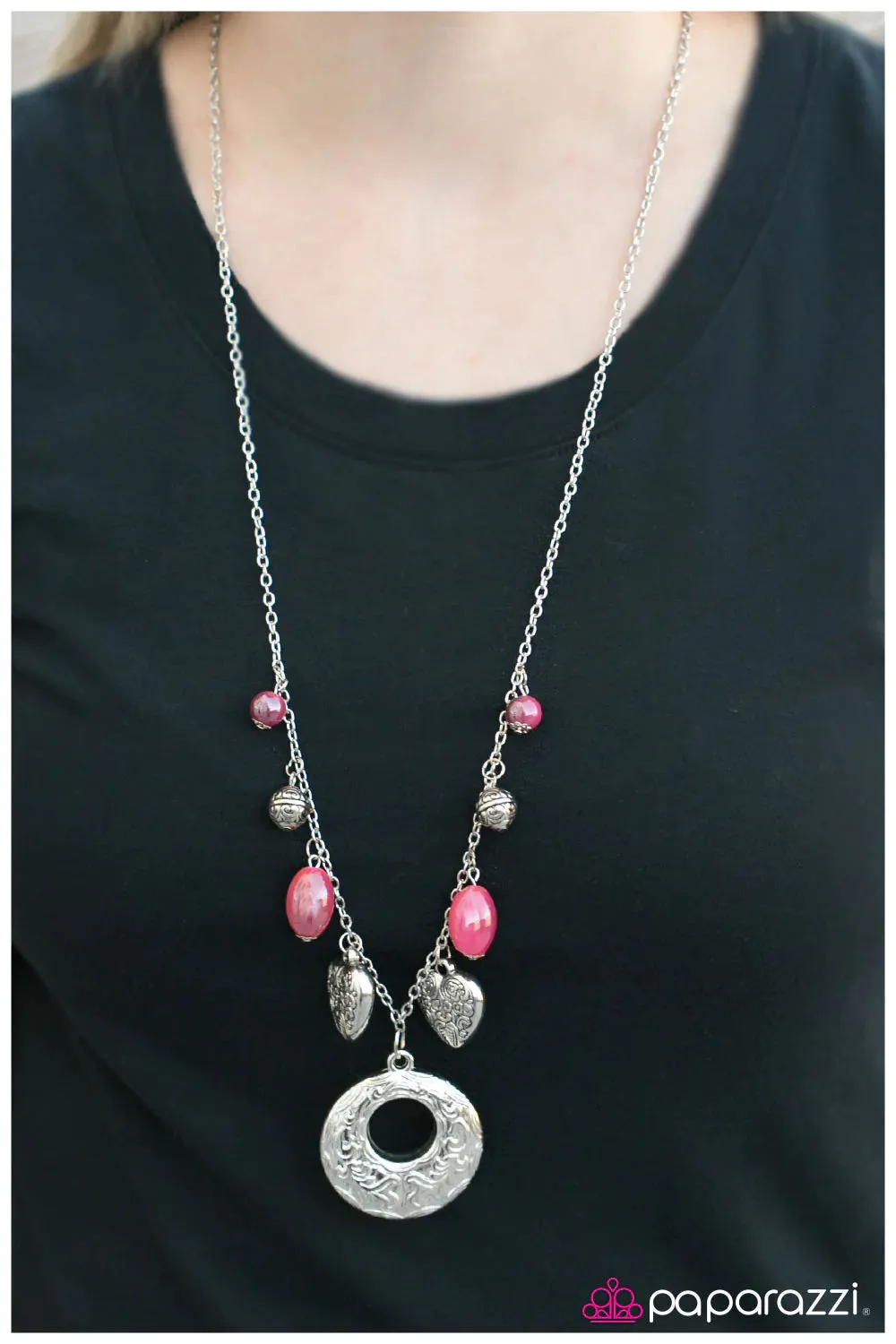 Paparazzi Necklace ~ Home Is Where The Heart Is - Pink