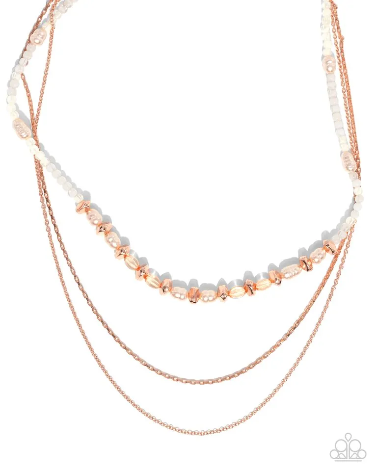 Paparazzi Necklace ~ Pearl Profession - Copper