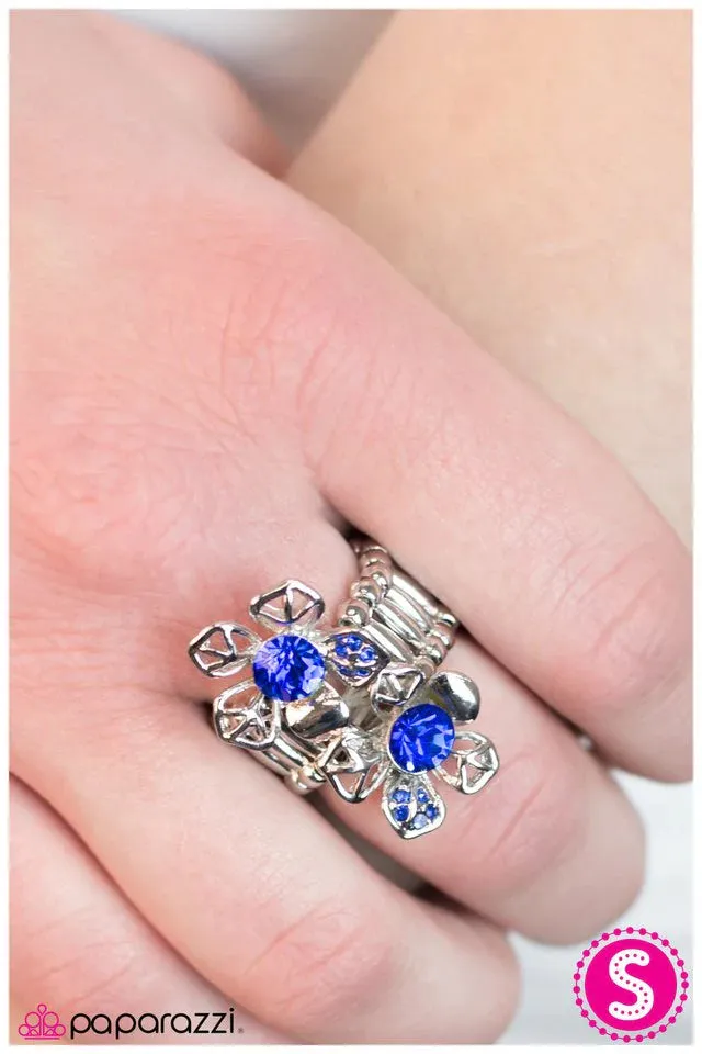 Paparazzi Ring ~ Double Down - Blue