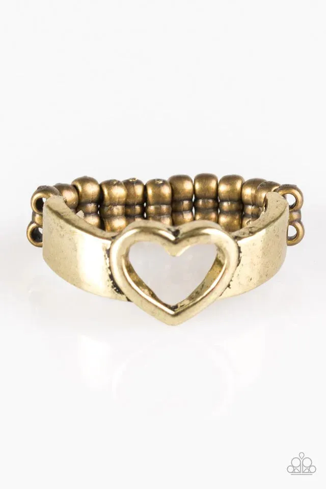 Paparazzi Ring ~ Skipping Heartbeats - Brass