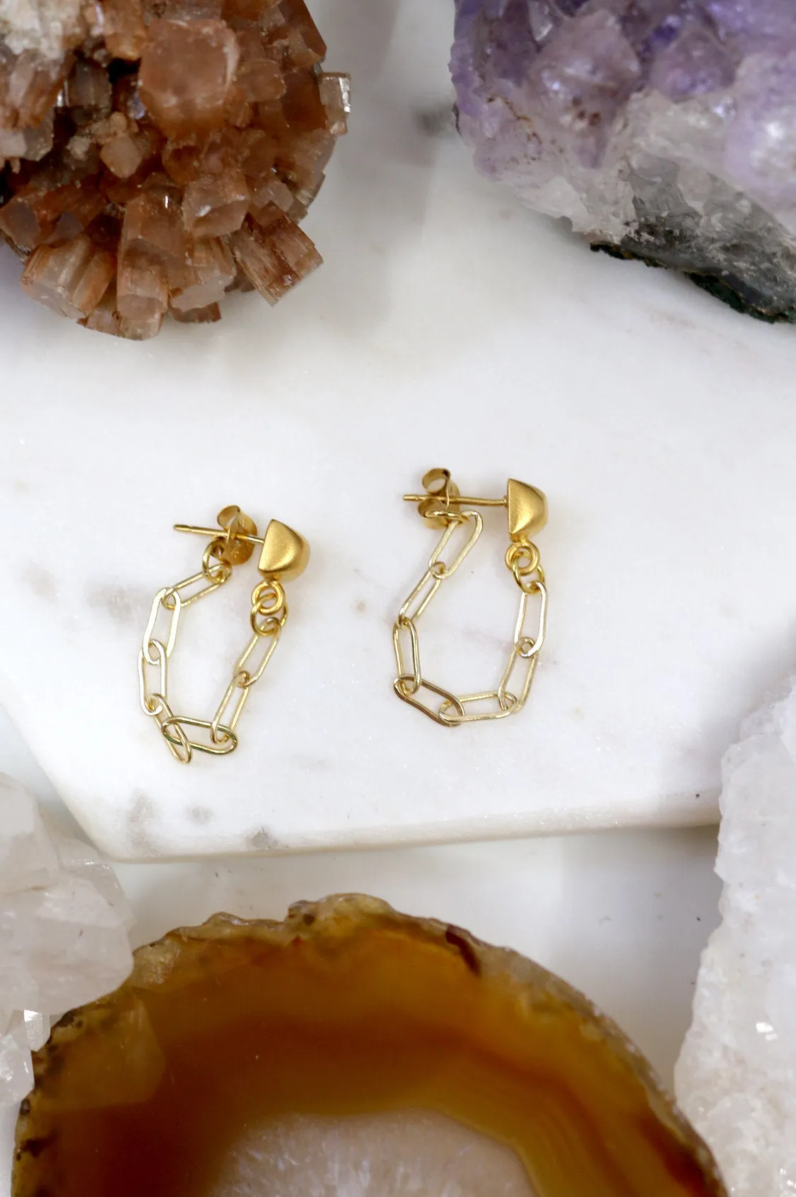 Phenomenal // Box Chain Loop Earrings, Gold or Silver, Modern Earrings // BH-E023