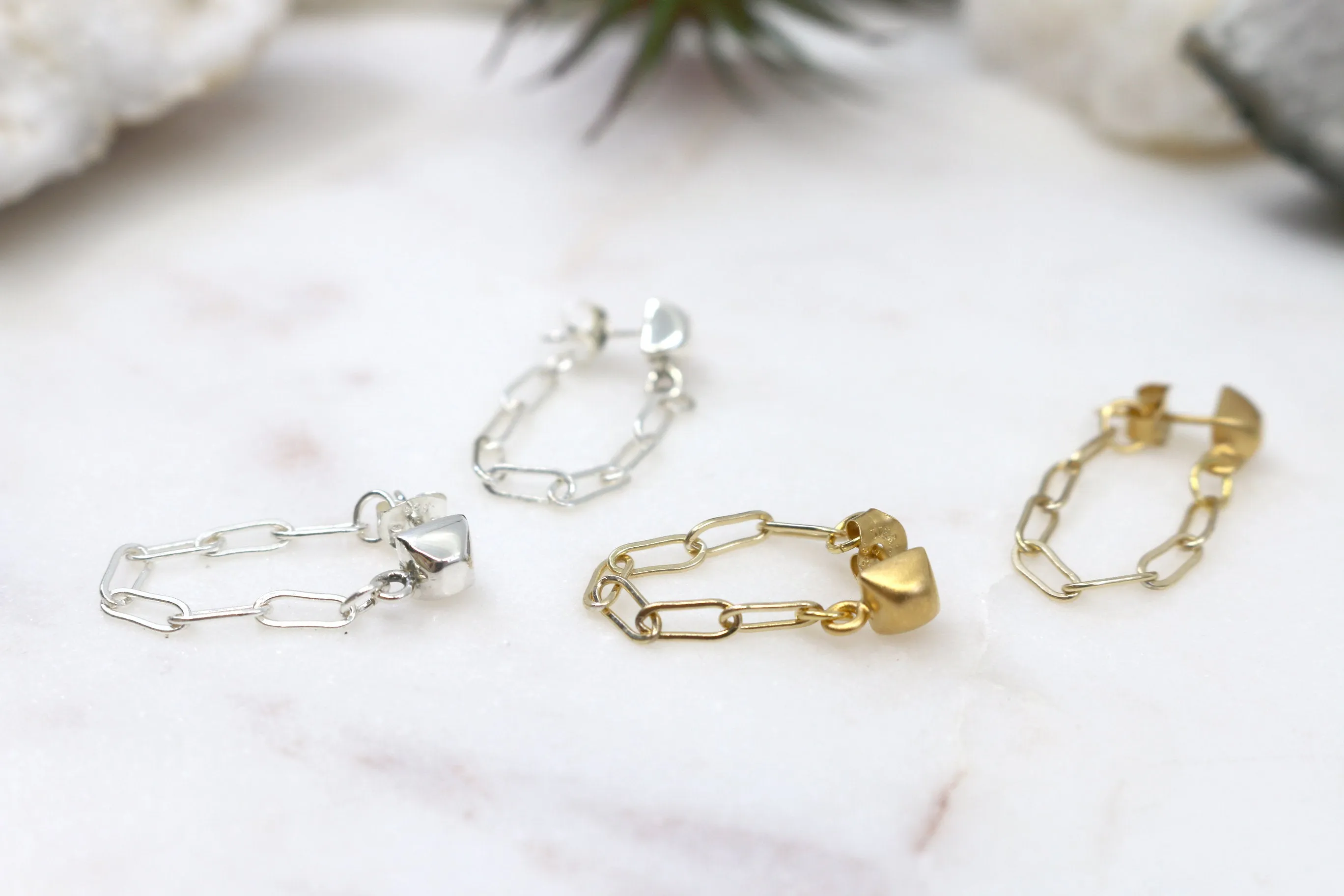 Phenomenal // Box Chain Loop Earrings, Gold or Silver, Modern Earrings // BH-E023