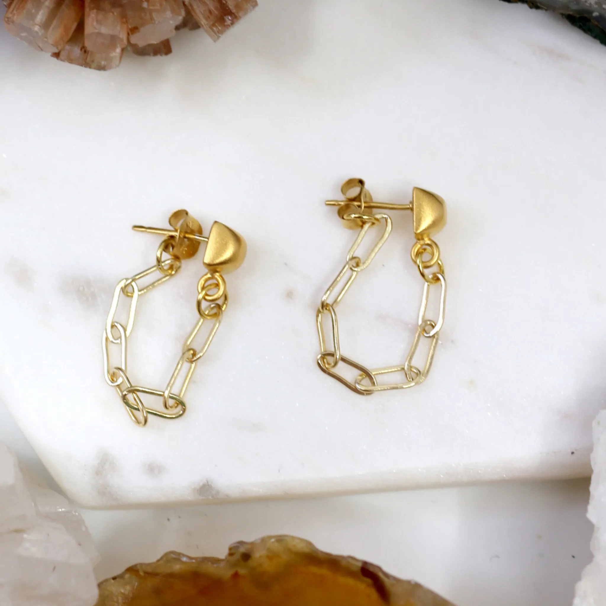 Phenomenal // Box Chain Loop Earrings, Gold or Silver, Modern Earrings // BH-E023